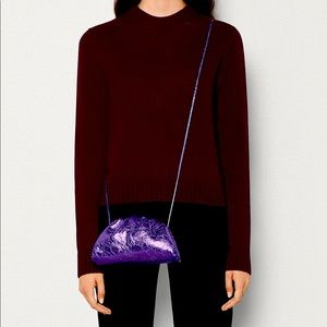 Bottega Veneta Purple Crinkle Napa Mini Leather Pouch Crossbody